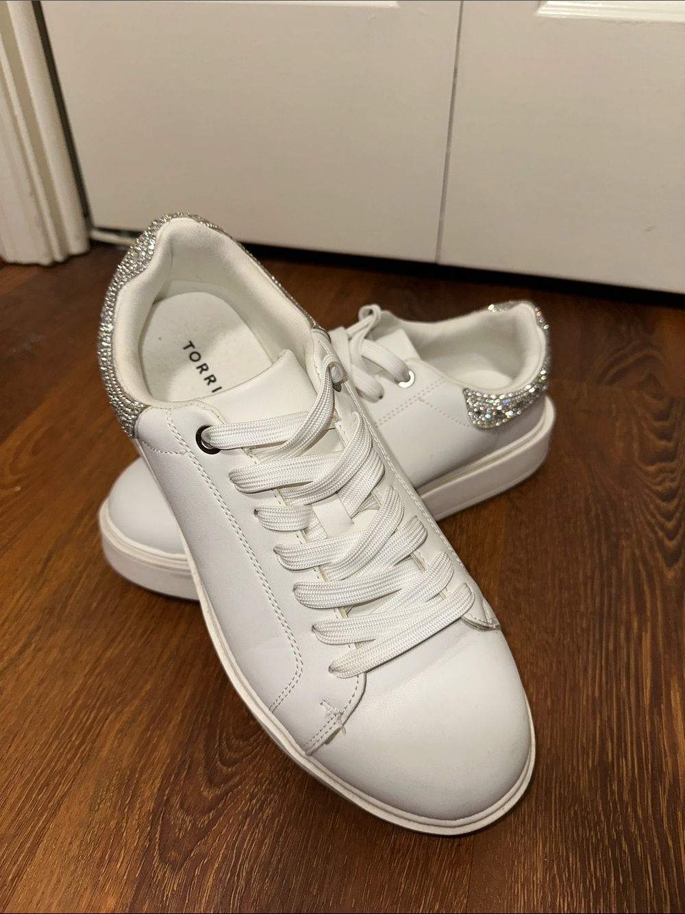 torrid White Crystal-Heel Lace-Up Sneakers
